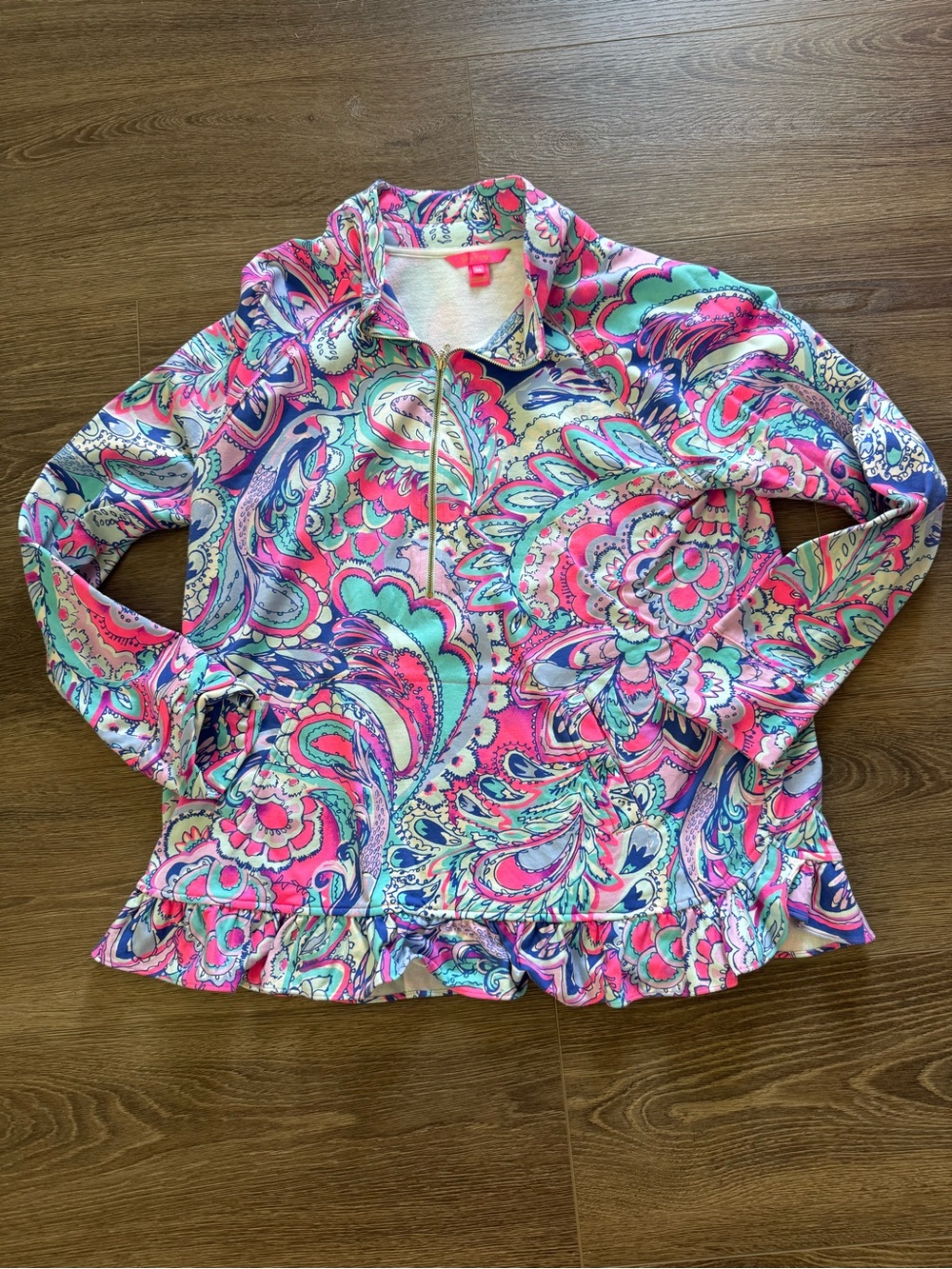 Lilly Pulitzer Zip-Up Ruffle Hem Hoodie